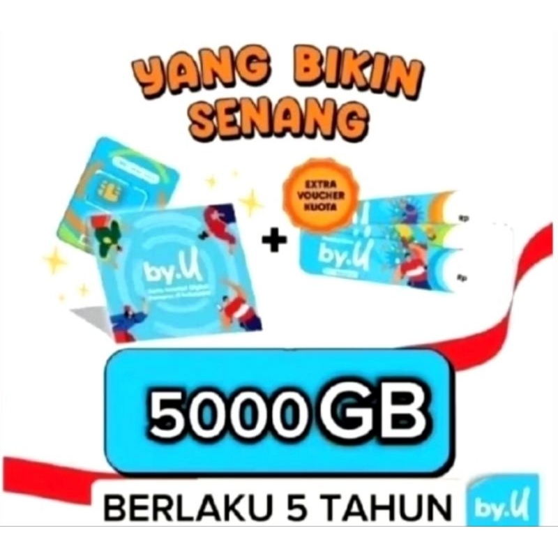 [COD] Kartu Perdana By.U KUOTA UNLIMITED Tanpa Batas 5000 GB by Telkomsel Berlaku Seluruh Wilayah In