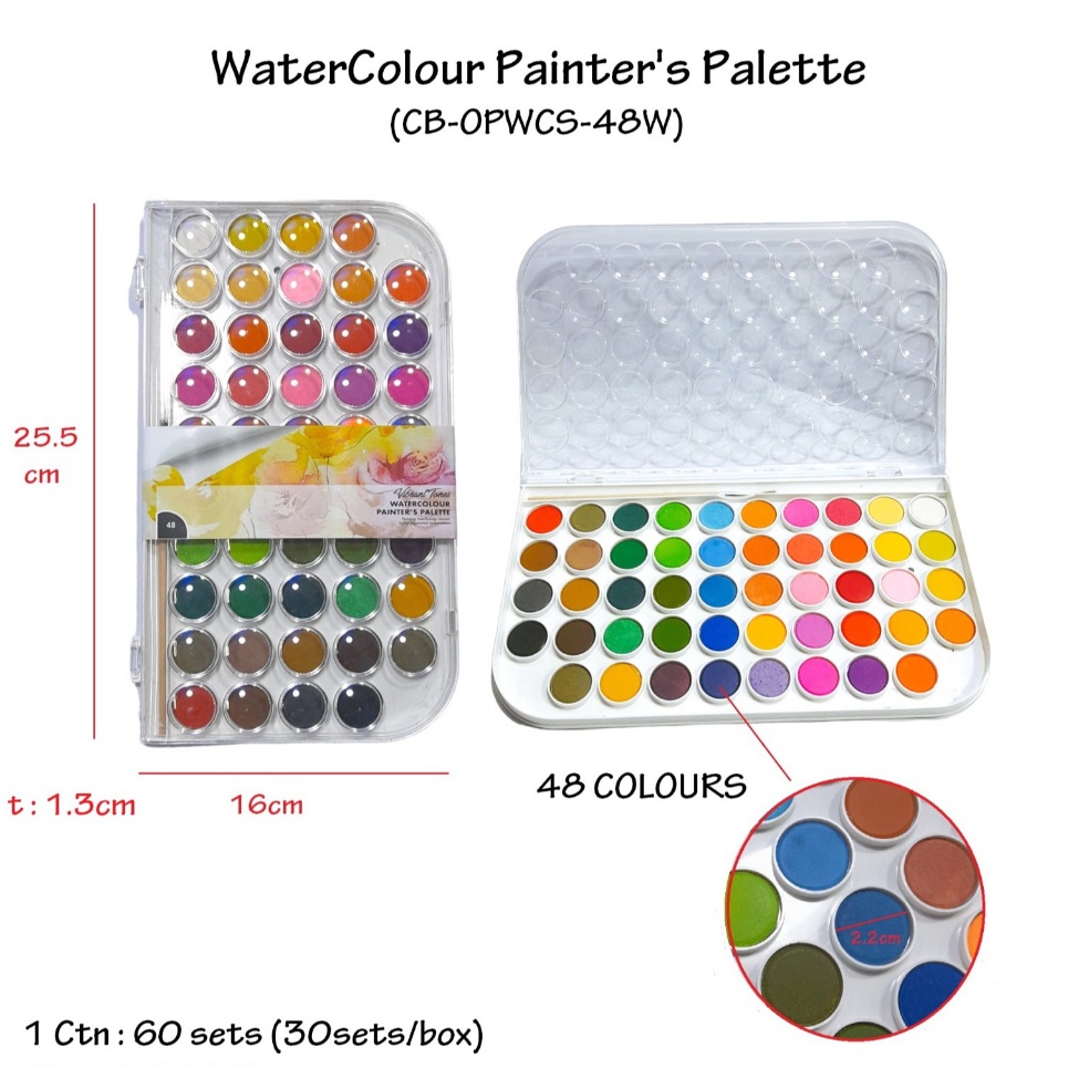 

KODE C1G Water Colour Painting 48 Colour Solid Cat Air Lukis 48 Warna