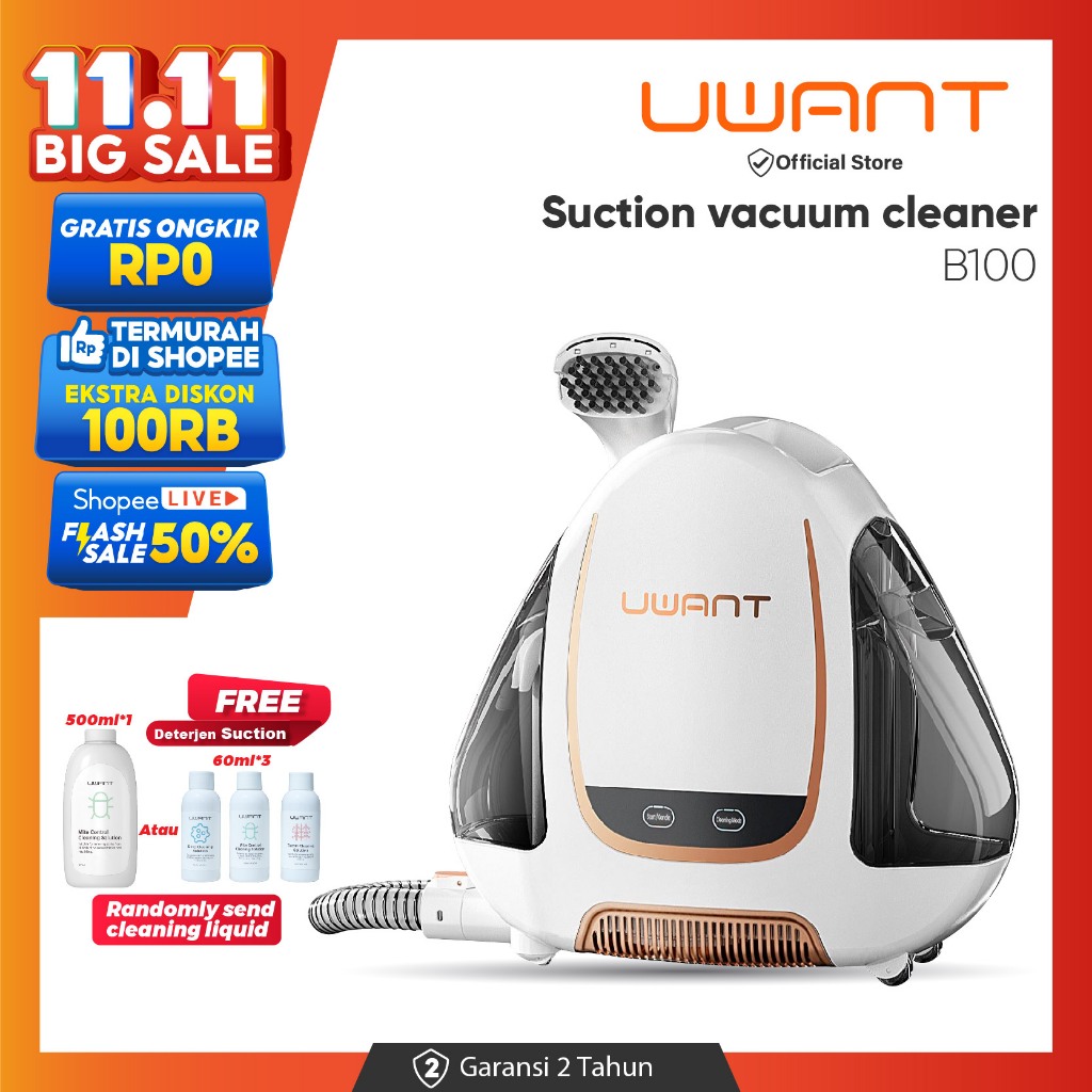 UWANT B100 Suction wet Vacuum Cleaner 12000pa Mesin Pembersih Kain Multifungsi Karpet Fabric Sofa Da