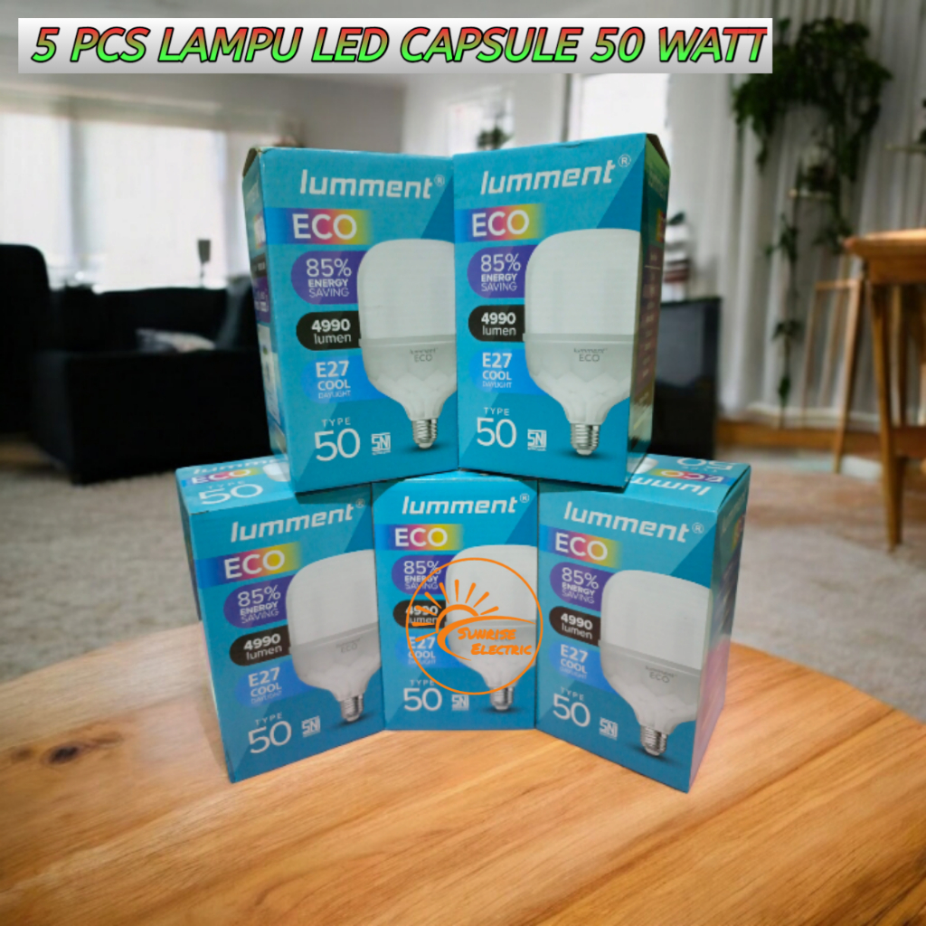Paket 5 Pcs Lumment Eco Lampu Bohlam LED 50 Watt cool daylight