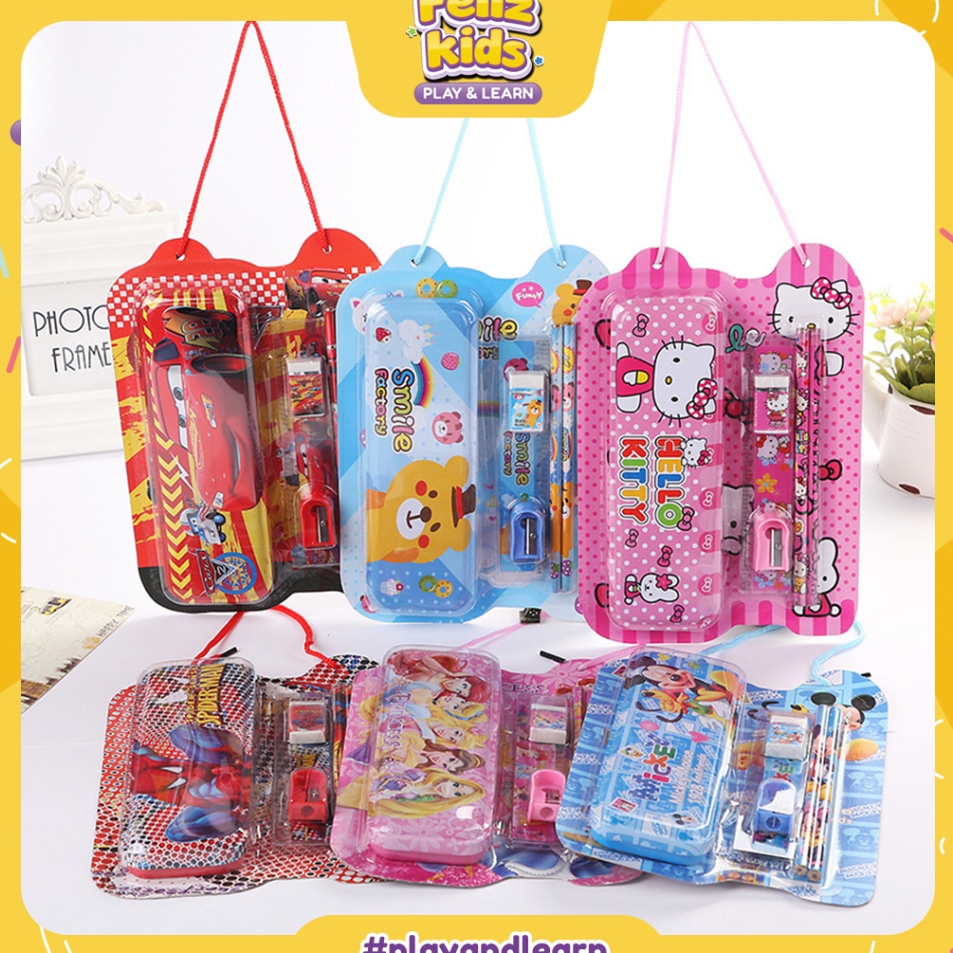 

Dijamin Suka FELIZKIDS FK12 set stationery paket alat tulis korea lucu kotak pensil besi pensil penggaris souvenir hampers anak