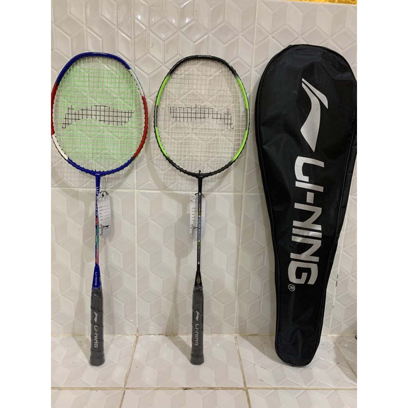 Raket Badminton senyawa Sepasang 2 Raket 1 Tas senar kencang