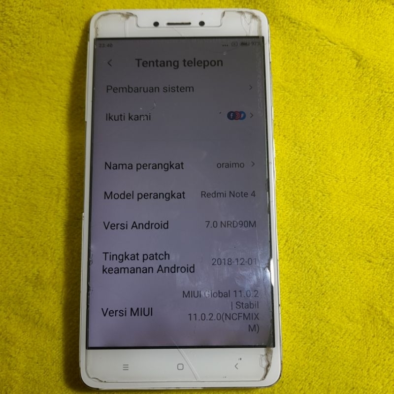 Mesin Redmi Not 4 Ram3/32 Normal