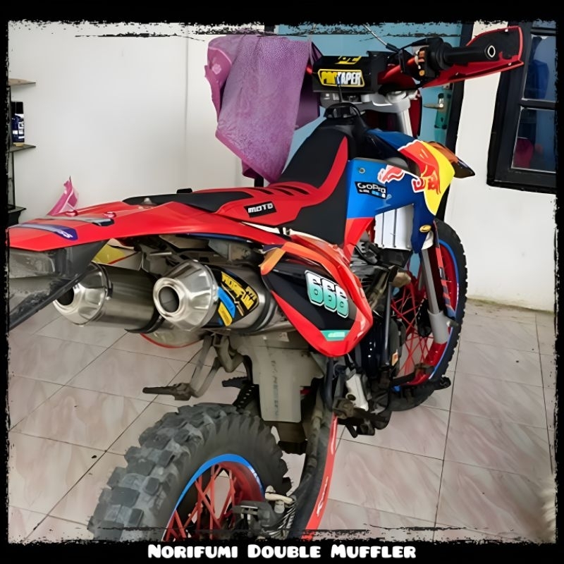 Knalpot Norifumi DOUBLE MUFFLER Cabang Dua KLX 140 KLX 150 CRF 150L WR 155 DTRACKER 150