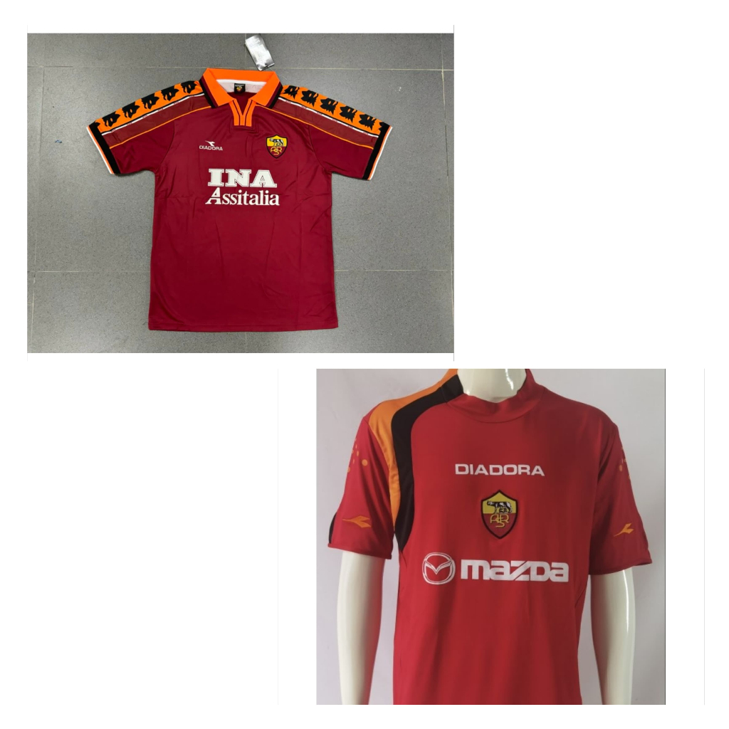 AS.ROMA HOME RETRO JERSEY BAJU BOLA KLASIK 1998/1999 2003/2004 IMPORT JUMBO XXL 2XL