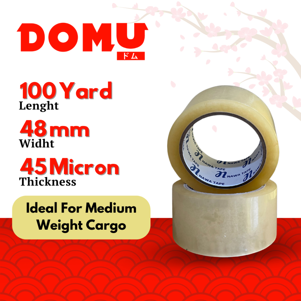 

Lakban Isolasi Selotip Bening Murah 100/90 Yard Merk Nawa | 48/45 mm