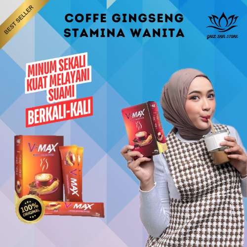 

V-MAX COFFE Minuman Penambah Stamnia Wanita Kopi Herbal V-Max Coffe Rasa Cokelat