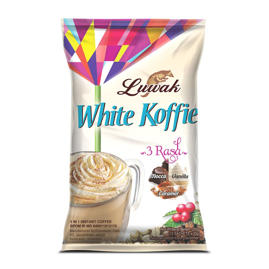 

Luwak White Coffee 3 Rasa Mocca, Vanilla, Caramel 10's x 20 gr