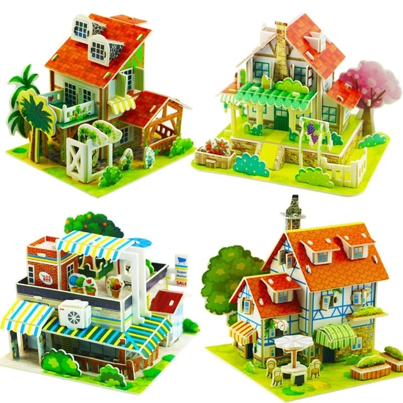 Mainan Edukasi Anak  Paper Foam Puzzle 3D Paper House Murah Puzzle 3D House DIY Paper House