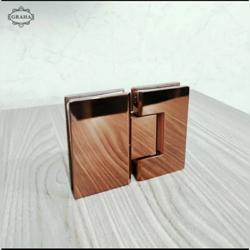 Engsel Pintu Kaca Shower Hinge 43/101 Glass to Glass 180° Rose Gold