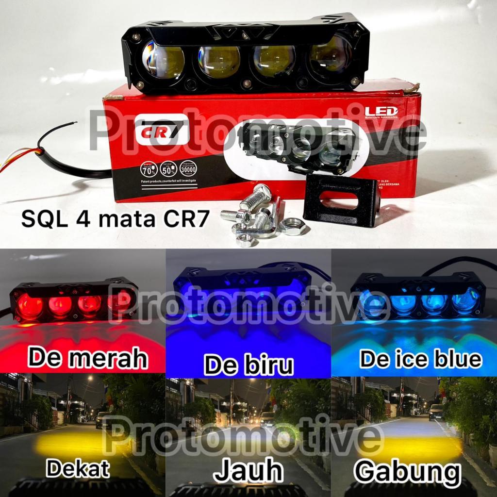 CR7 Lampu Tembak 4Mata Dengan Topi Original Tipe 1076 Full Aluminium Waterproof