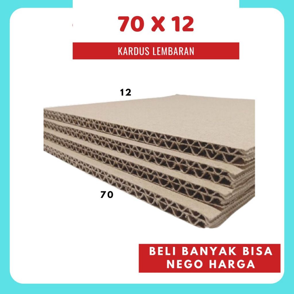 

Kardus Lembaran 70x12 / 60x12 / 50x12 / 40x12 Sheet Polos Double Wall Packing Karton Coklat Warna Packing