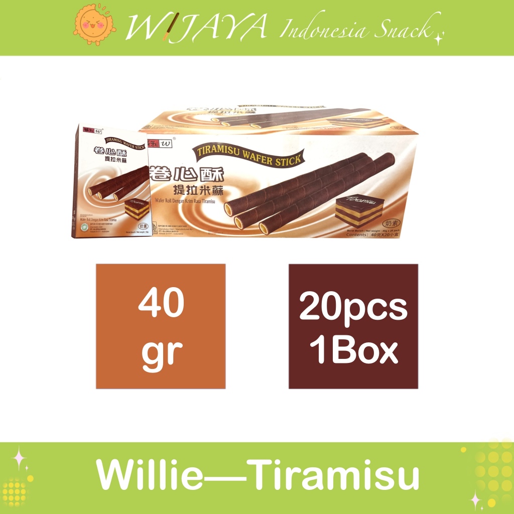 

Lezatoz_Genz Biskitop - Willie Wafer Stick 40G*20Pcs Biskuit Kue Kering