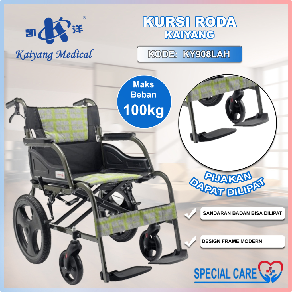 KAIYANG Chester - Kursi Roda Aluminium Ringan Lipat Portable Murah Traveling Dewasa Lansia