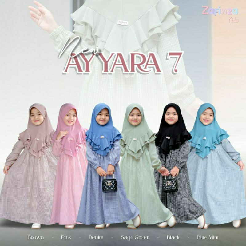 DRESS AYYARA SERIES 7 || GAMIS SET HIJAB DENGAN MOTIF KOTAK-KOTAK