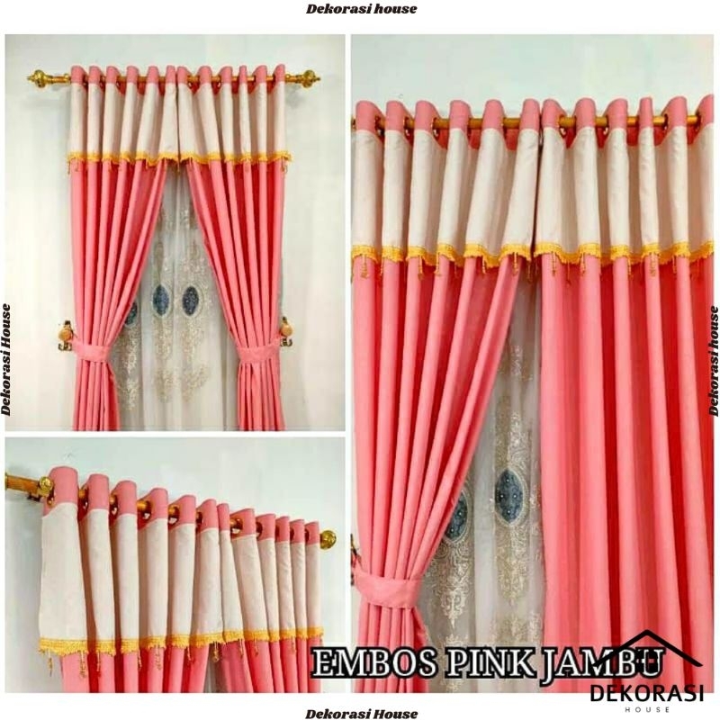 Gorden pintu kamar tirai jendela murah panjang 220×135 smokring ring 12 motif terbaru embos polos re