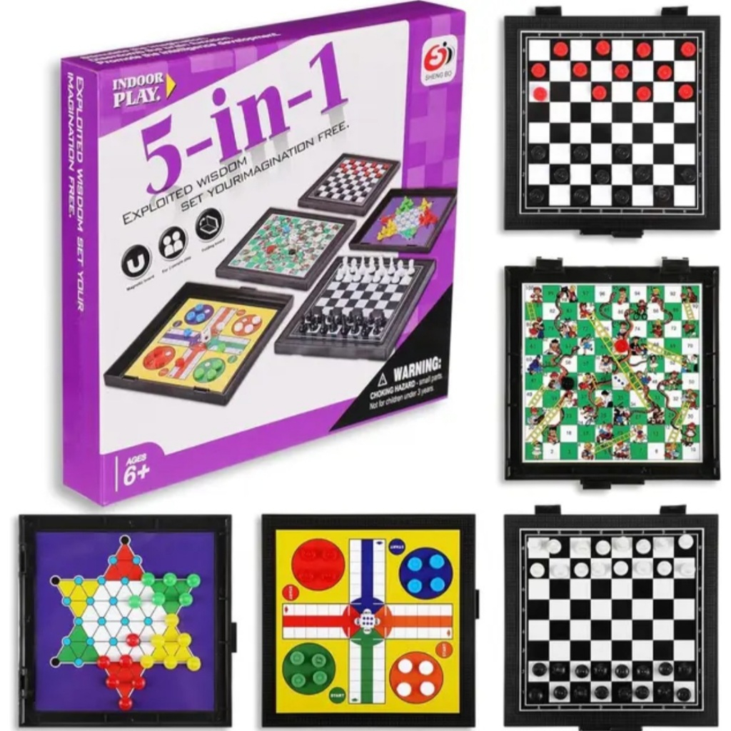 [planet] Mainan Edukasi Anak  Board Game Magnet 5 in1 - Indoor Play Magnetic Board 5 in 1