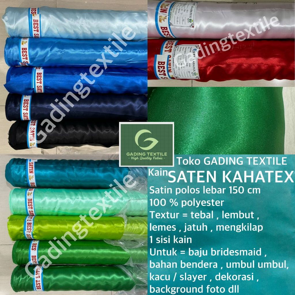 ( per setengah meter ) kain SATEN KAHATEX satin polos lebar 150 cm polyester bahan baju bridesmaid g
