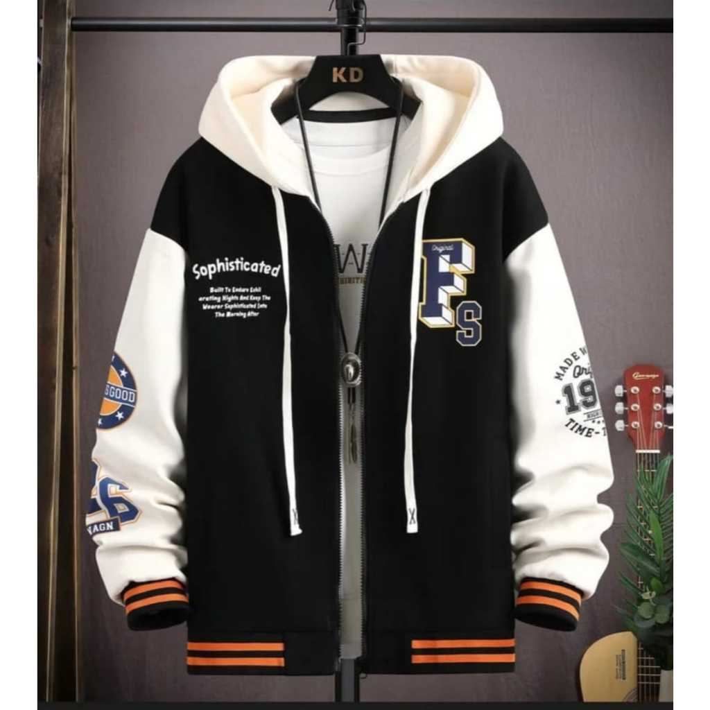 Fs Ziper Jaket Basebal Hoodie Jaket Pria Kekinian
