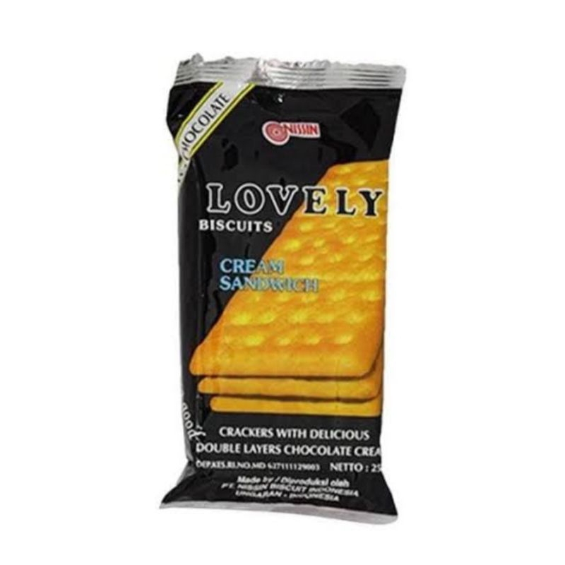 

Biskuit lovely cream sandwich Nissin cream dan coklat isi 10pcs