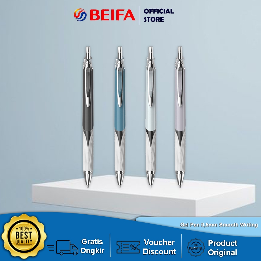 

Beifa Gel Pen Pulpen Gel Retractable Quick Dry 0.5mm Bullet Tip Hitam GP809