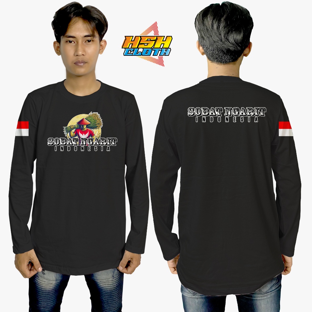 Baju Kaos Distro Lengan Panjang Sobat Ngarit Indonesia Tukang Ngarit Peternak Indonesia Bisa Custom 