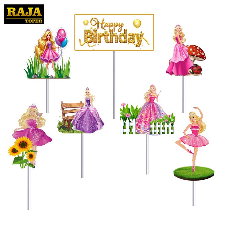 

Toper Cake/Toper Karakter/Toper Happy Birthday/Toper Ulang Tahun/Hiasan Kue Ulang Tahun/Toper Karakter BARBIE/Toper Tusukan Murah