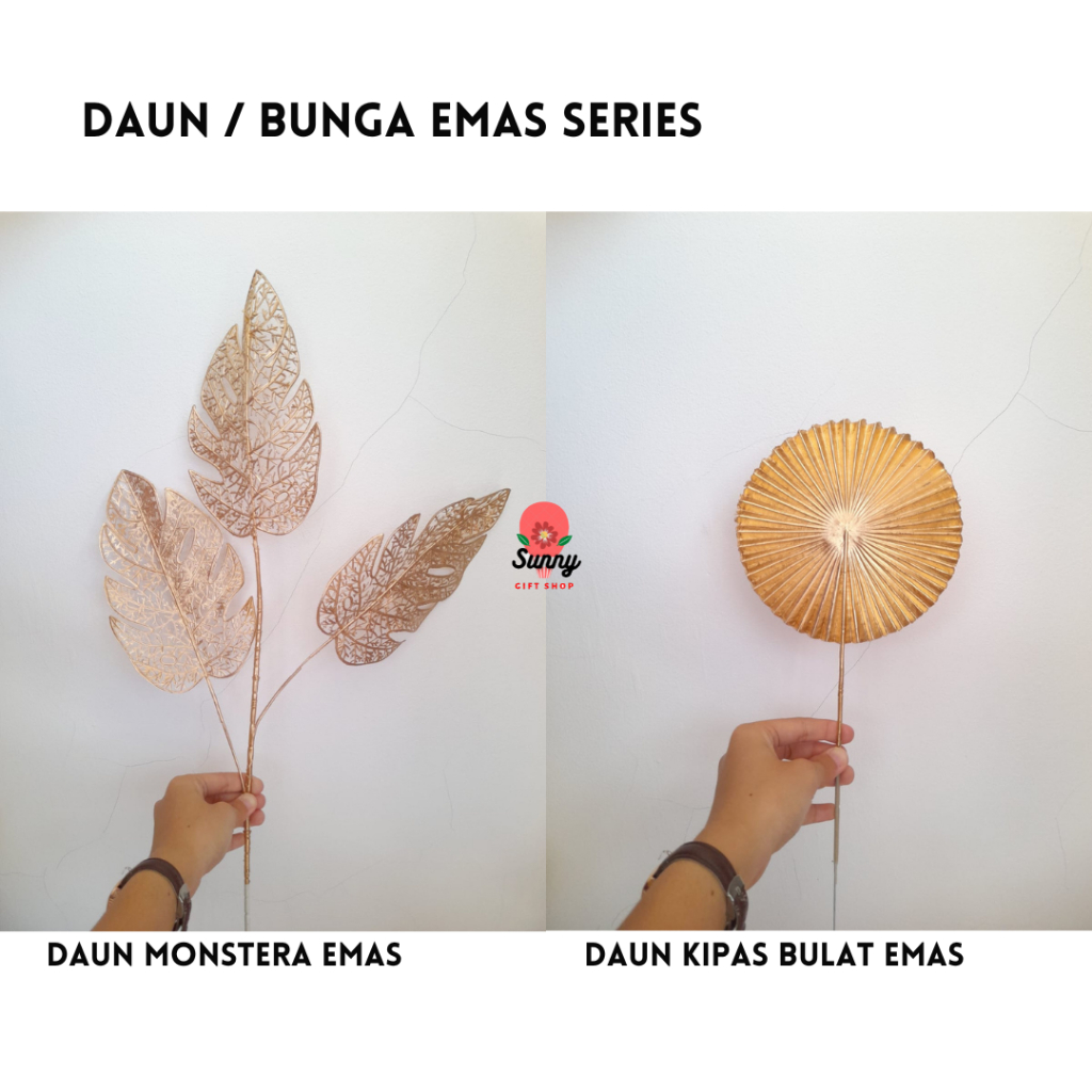 Daun Emas Series / Bunga Sincia / Bunga dekorasi / bunga dekorasi imlek / bunga imlek Daun Monstera 