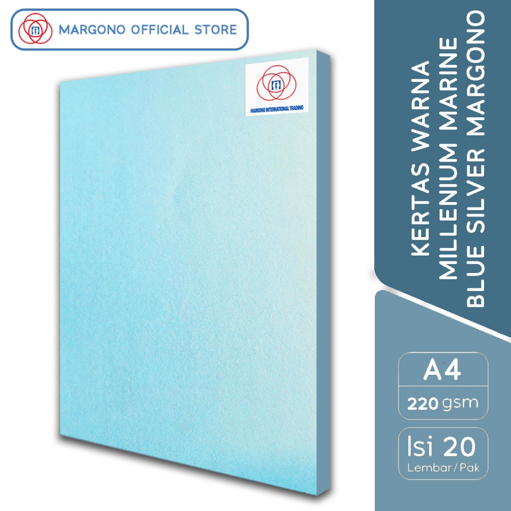 

Margono Kertas Warna A4 Millenium / Jasmine Marine Blue - Silver 220 gsm - 20 Lembar