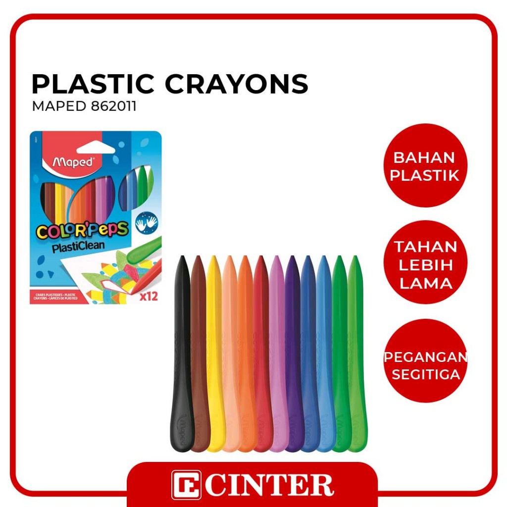 

MAPED - [FREE GIFT] KRAYON PLASTIK / COLOR'PEPS PLASTICLEAN PLASTIC CRAYONS 12 WARNA 862011