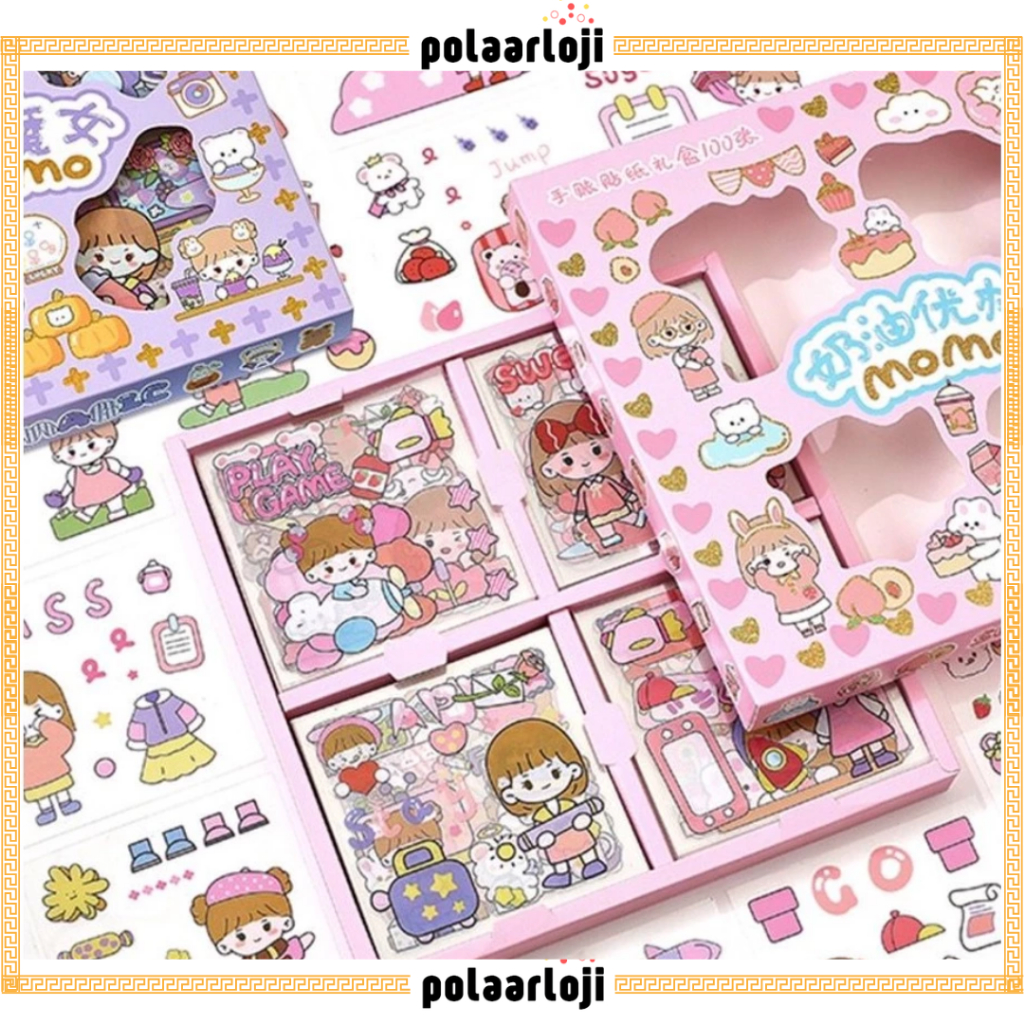 

PA 100 lembar Stiker Aesthetic Design DIY Sticker Aestethic Motif Kartun Korea Anti Air Botol Hp Laptop Lucu Buku Diary Stiker 2D Dapat Box Motif Waterproof SS201