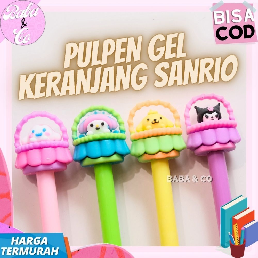 

PULPEN SANRIO KERANJANG PEN GEL KRANJANG SANRIO LUCU UNIK IMUT PEN SANRIO GEL HITAM KERANJANG SANRIO