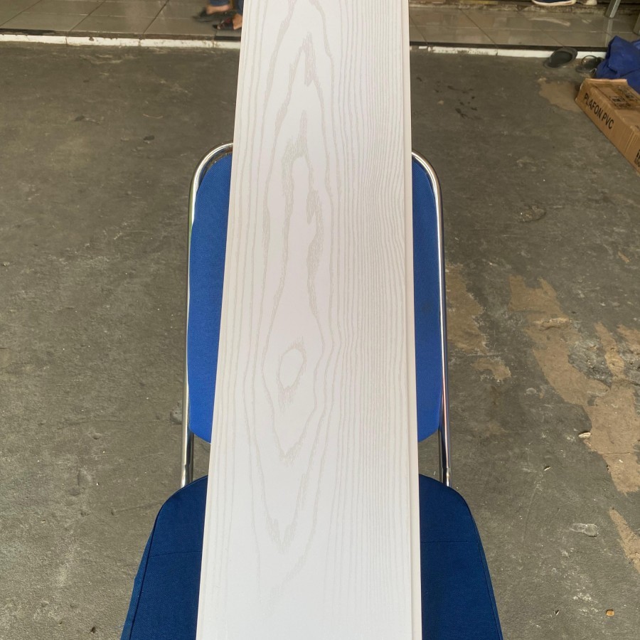 plafon pvc serat kayu putih rata doff 1711