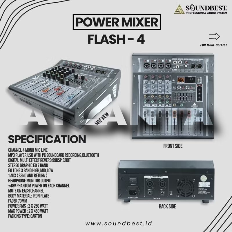 Amplifier Power Mixer Audio Analog Soundbest Flash 4 Original 4 Channel Bluetooth