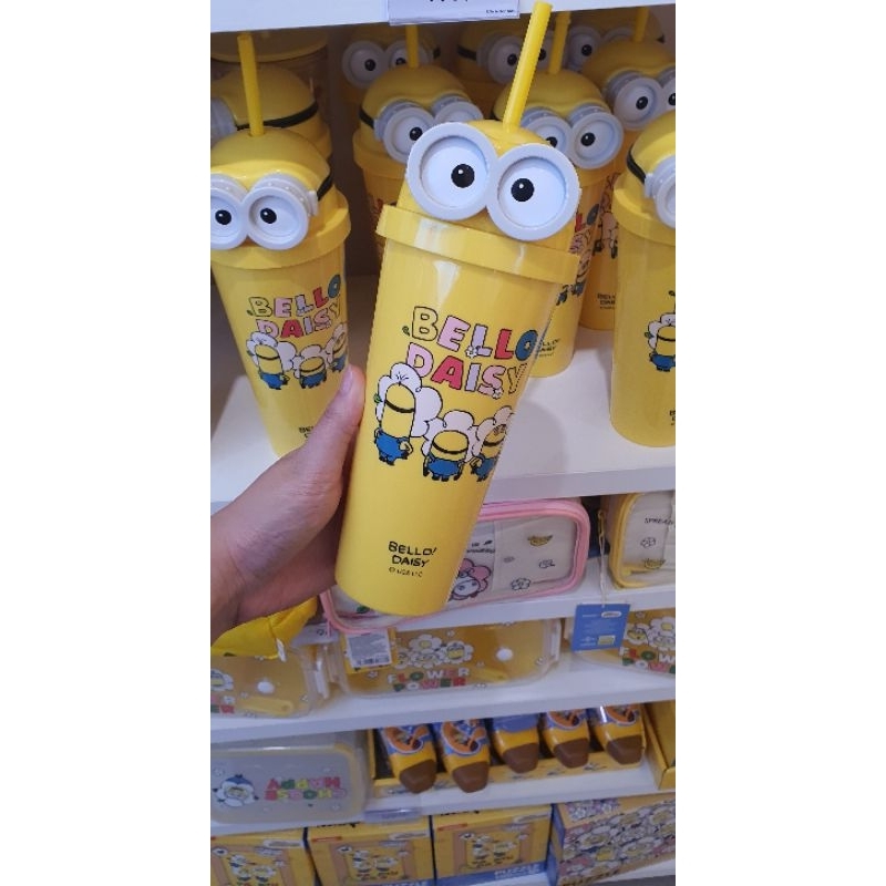Miniso x Minion Tumbler Tumblr Botol Minum Sedotan Straw
