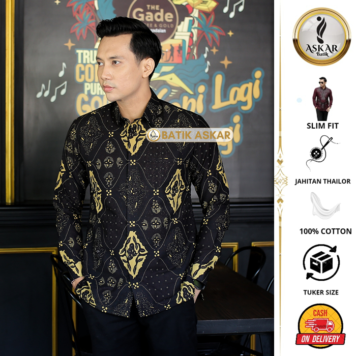 Askar Batik Motif Sido Mukti Kemeja Batik Pria Reguller Fit Lengan Panjang Modern Elegant Motif Sido