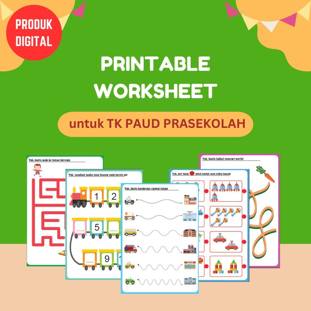 [A06] PRINTABLE WORKSHEET UNTUK TK PAUD PRASEKOLAH