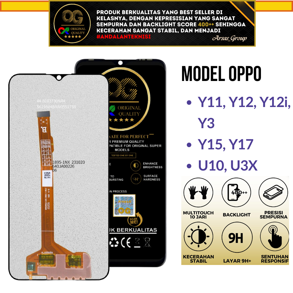 ( OG SUPER ) LCD TS VIVO Y17 V1901, V1902/ Y12 v1904, V1940 / Y12i V2007 / Y15 /  Y11 / Y3 FULLSET