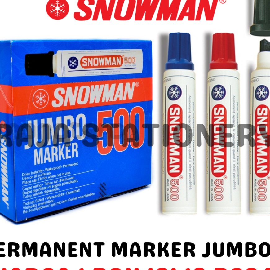 

FG2 SNOWMAN PERMANENT MARKER BLACK BLUE RED JUMBO SPIDOL PERMANEN HITAM BIRU MERAH J LUSIN BOX 12PCS