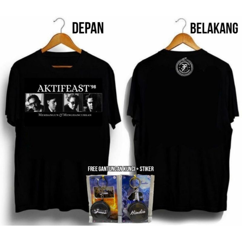 Kaos Feast AktifFeast98 Band Feast Free Gantungan Kunci Feast/Hindia + Stiker Feast Premium