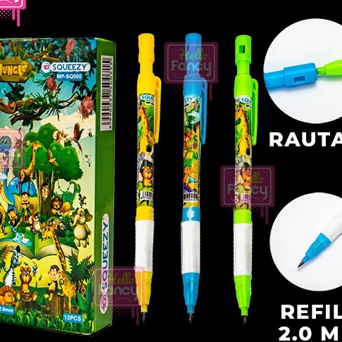

Super Pensil Mekanik Squeezy Mechanical Pensil 2 MM Motif Dino MPSQ