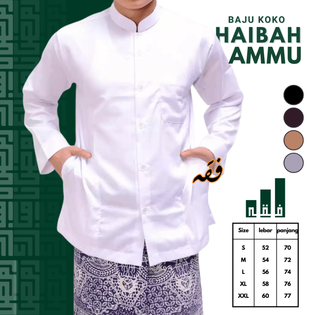 {TERLARIS} Baju Muslim Koko Habib Haibah Habib Polos Saku Samping