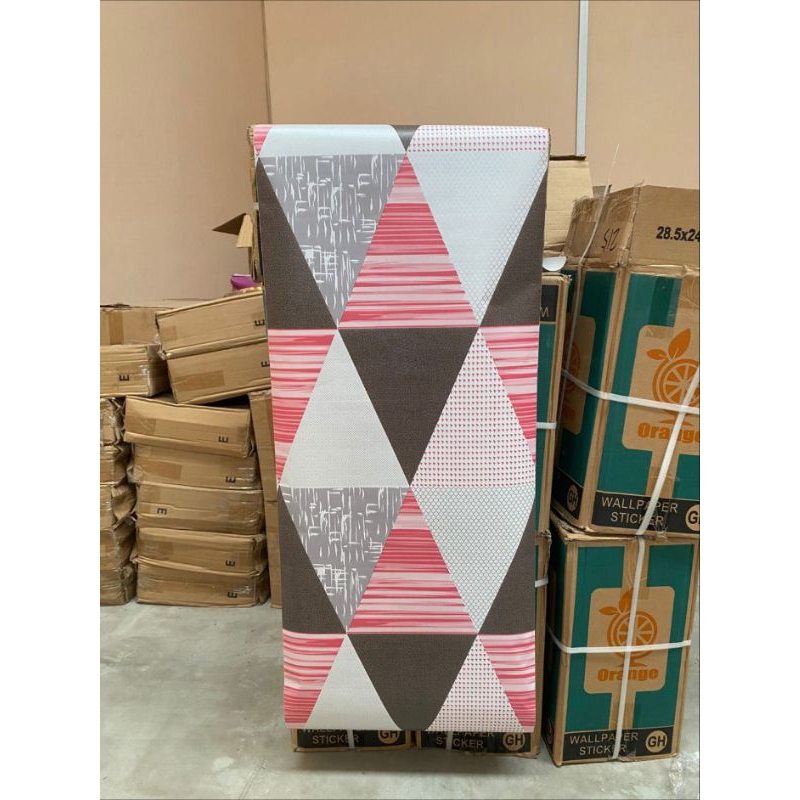 Wallpaper Dinding Sticker Motif Segitiga Gh202 Ukuran 45cmx10m Wallsticker Premium Pvc Karakter Embo
