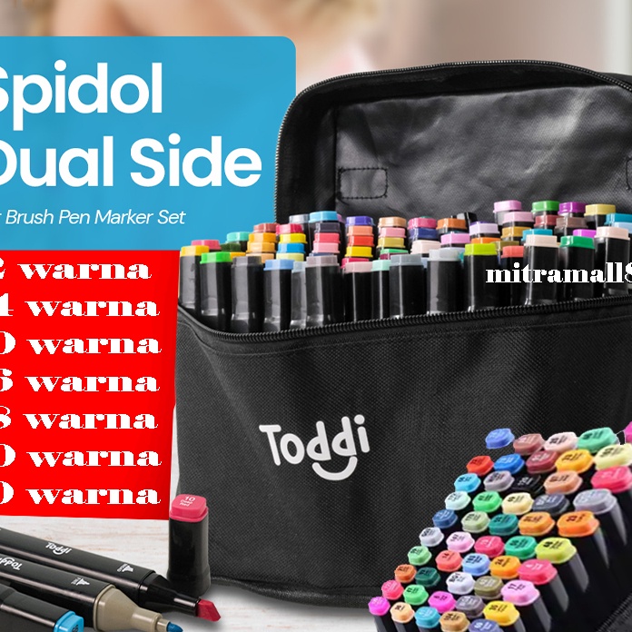 

HJ6 Spidol Warna Warni 1 Set Stabilo 128 Warna Dual Side Fine Art Brush Pen Animation Marker Set
