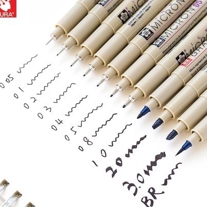 

HJ6 Sakura Pma Micron Drawing Pen Tip 5 3 1 2 3 4 5 8 PN Brush Black Hitam Satuan