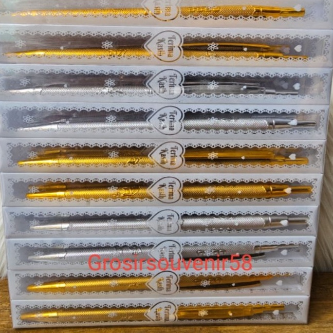 

KF7 isi 5pcs pulpen emas perak mika