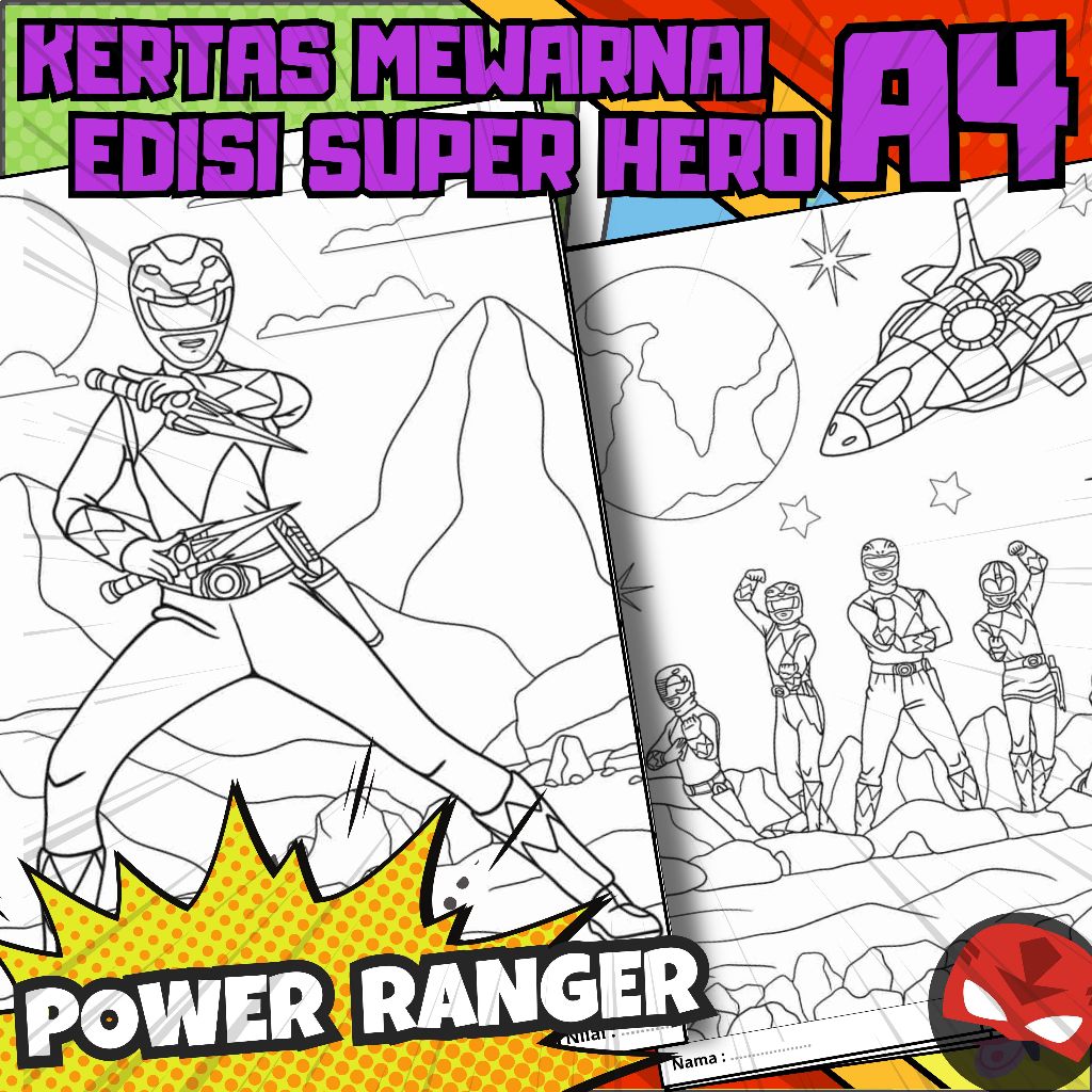 

MEDIA KERTAS KREATIFITAS MEWARNAI ANAK A4 DENGAN PRINT CETAK BUKAN COPY - MEDIA WARNA SUPER HERO - PART 05 - POWER RANGER - MAINAN CIKARANG