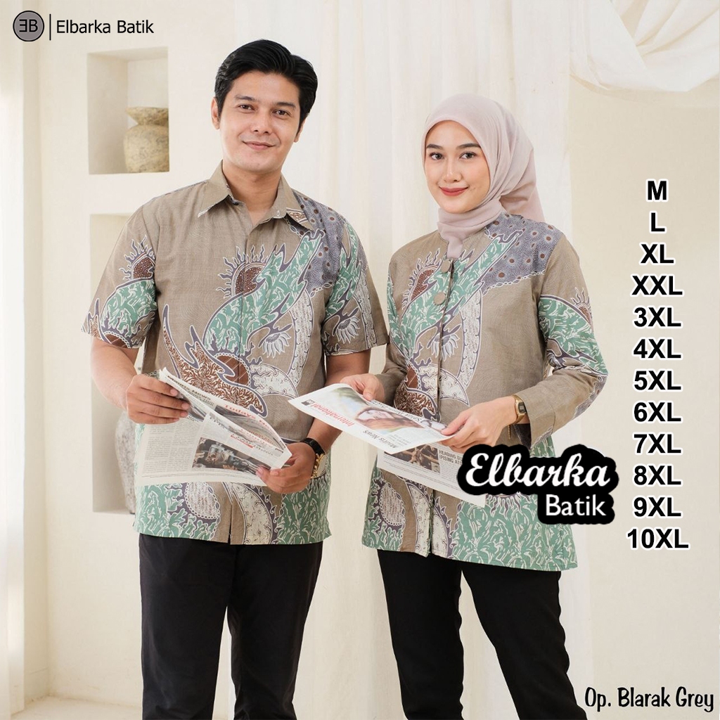 Atasan Batik Couple Pria Wanita Jumbo Terbaru - Kemeja Lengan Panjang & Pendek - Blus Kancing Full K