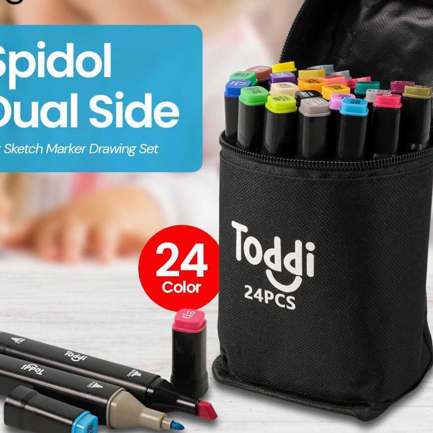 

Termurah Toddi Spidol Dual Side Fine Art Brush Art Marker Set 1 and 6mm Tip