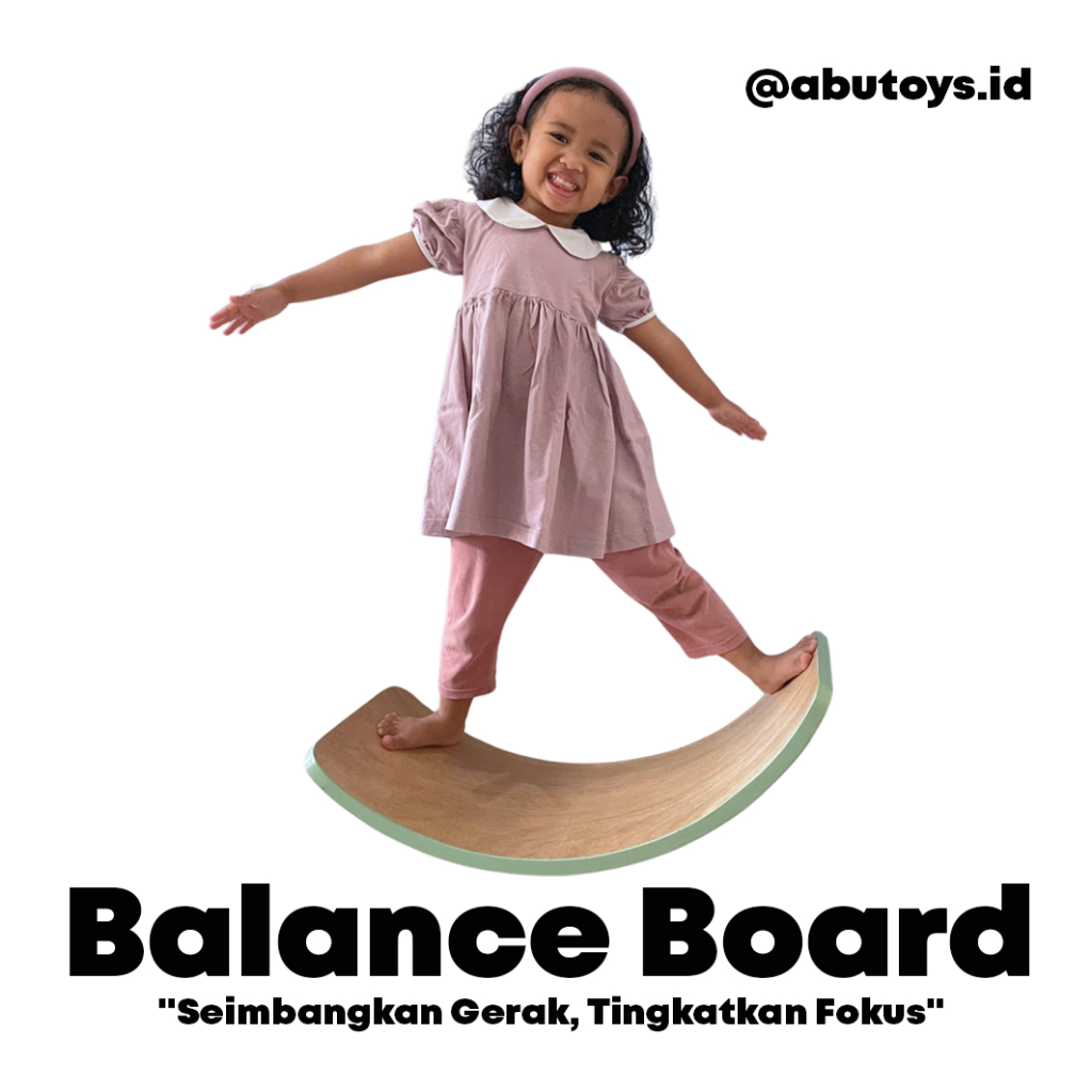 Wooden Balance Board | Wobble board | Papan keseimbangan | wood woodie balancing board | mainan mont